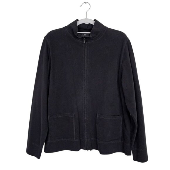 Eileen Fisher Jackets & Blazers - EILEEN FISHER Jacket BLACK size M Full Zip Up Academia Preppy Minimalist Pockets